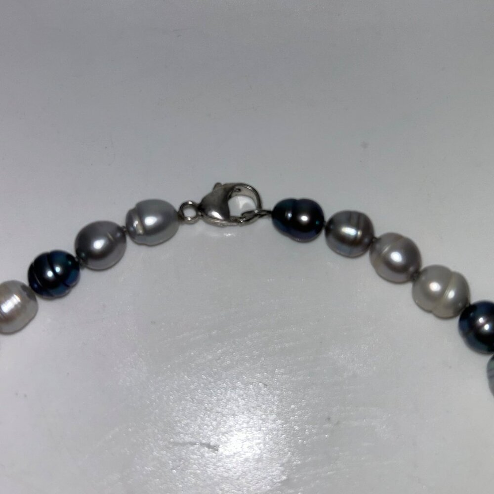 Freshwater Pearl Necklace, Potato Pearls Ring Pearls Hand Knotted 18" - Picture 6 of 12